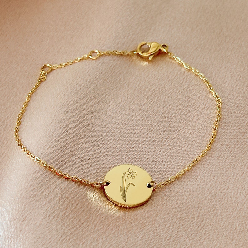 Personalized Birth Flower Bracelet