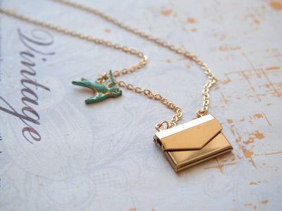 Secret Message, Gold Envelope Pendant