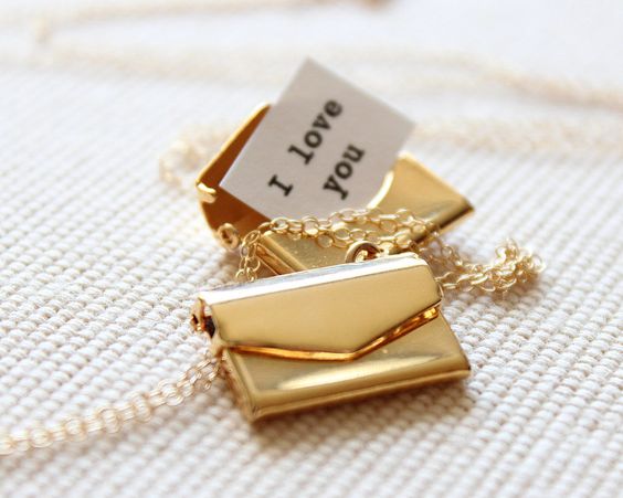 Secret Message, Gold Envelope Pendant