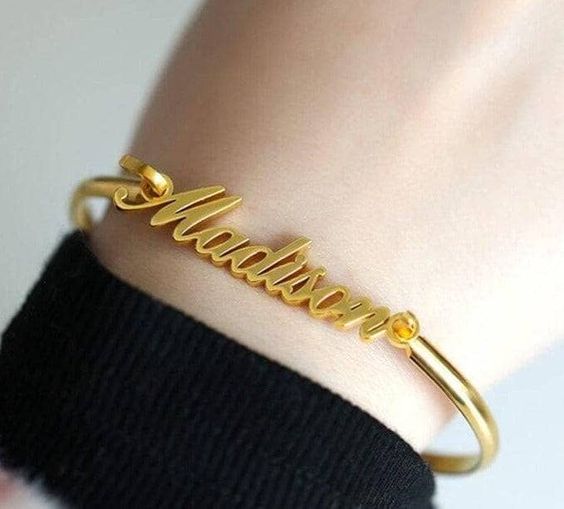 Personalized Bangle Bracelets Stainless Stell Name Bracelets Gifts for Her