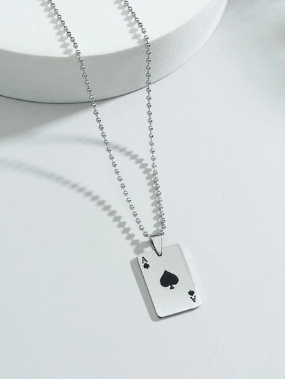 Men Playing Card Symbol Charm Necklace