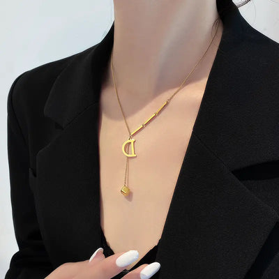 Initial Letter Necklace for Women 18K Gold Plated Pendant Necklace Gold