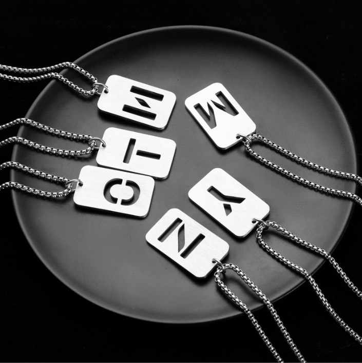 Hollow Letter Necklace Men's Hip Hop Stainless Pendant Necklace