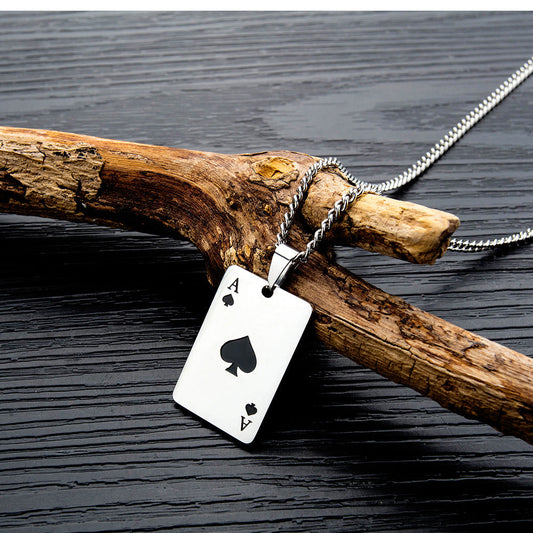 Men Playing Card Symbol Charm Necklace