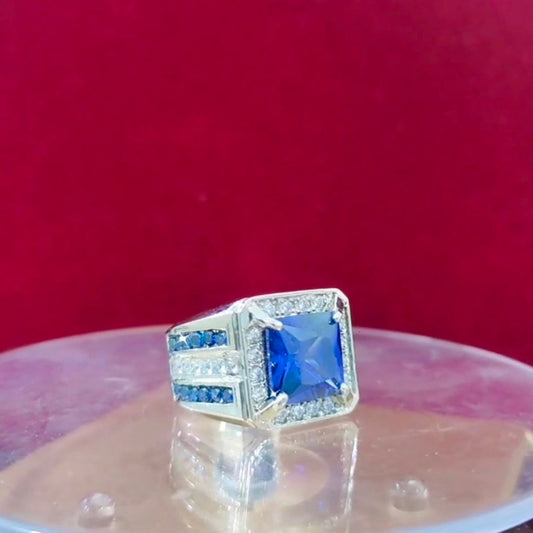 Italian Blue Square 925 Ring