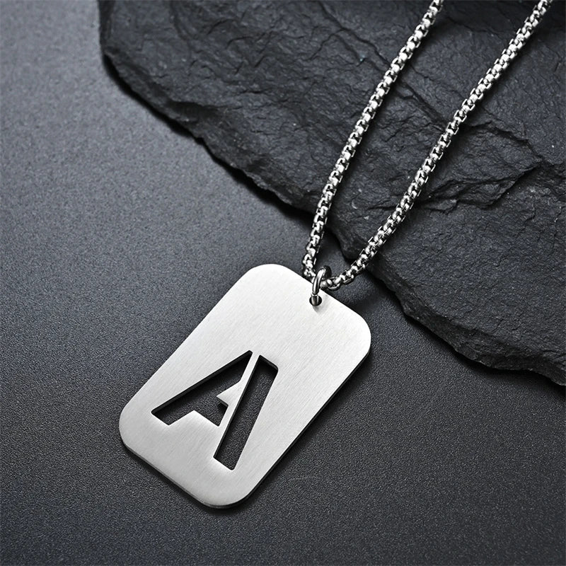 Hollow Letter Necklace Men's Hip Hop Stainless Pendant Necklace