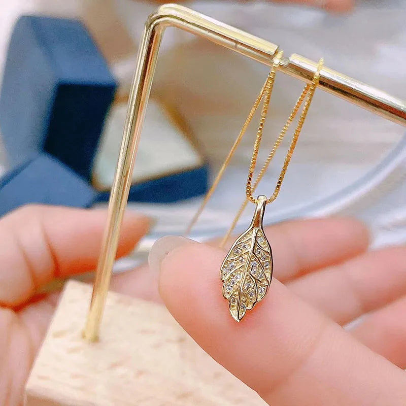 14K Gold Plated Leaf Shape Necklace Fashion Gift for Women