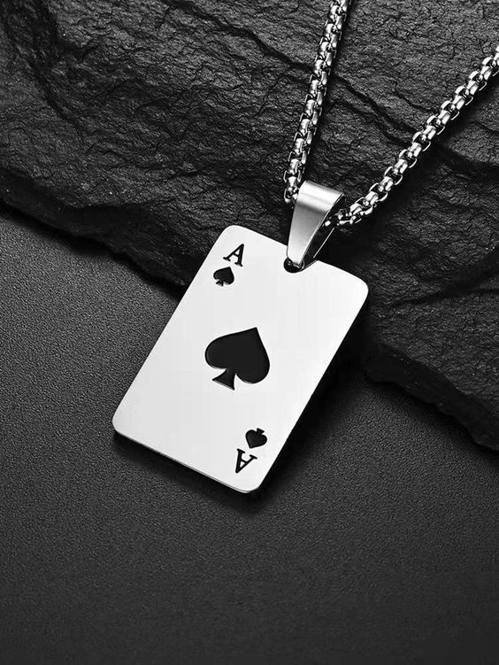 Men Playing Card Symbol Charm Necklace