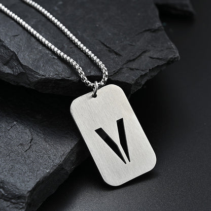 INITIAL NECKLACE STAINLESS SILVER - SILVER DOG TAG