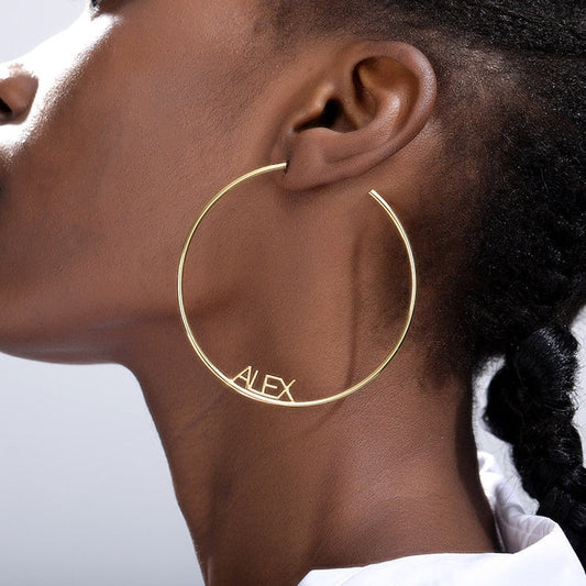 Personalized Name C Hoop Earrings