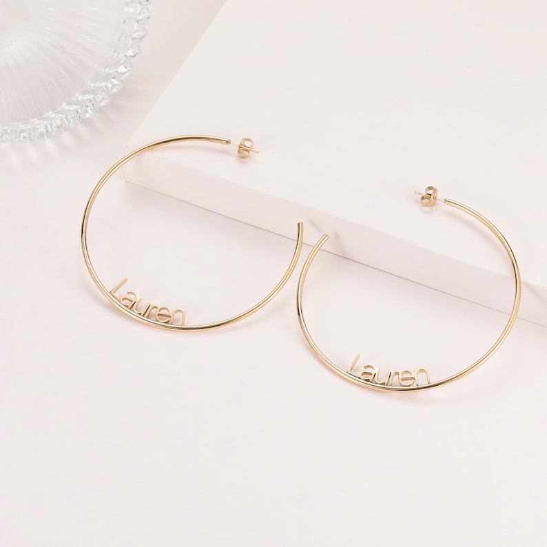 Personalized Name C Hoop Earrings