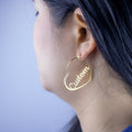 Custom Hoop Name Earrings, Heart-shaped