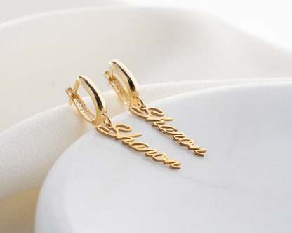 Gold Name Earring, Custom Name Earring