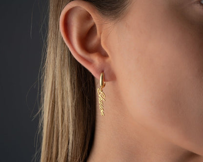 Gold Name Earring, Custom Name Earring