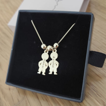 Mother's Necklace with 2-5 Children Charms,Boy or Girl Figures