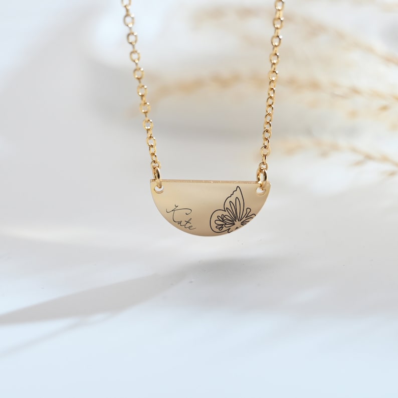 Engraved Name Necklace With Birth