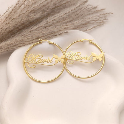 Gold Name Hoop Earrings