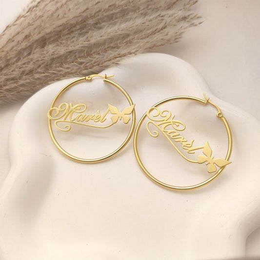 Gold Name Hoop Earrings