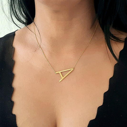 Large Initial Sideways Necklace