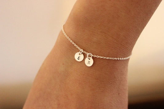 Two intial bracelet, Tiny initials bracelet