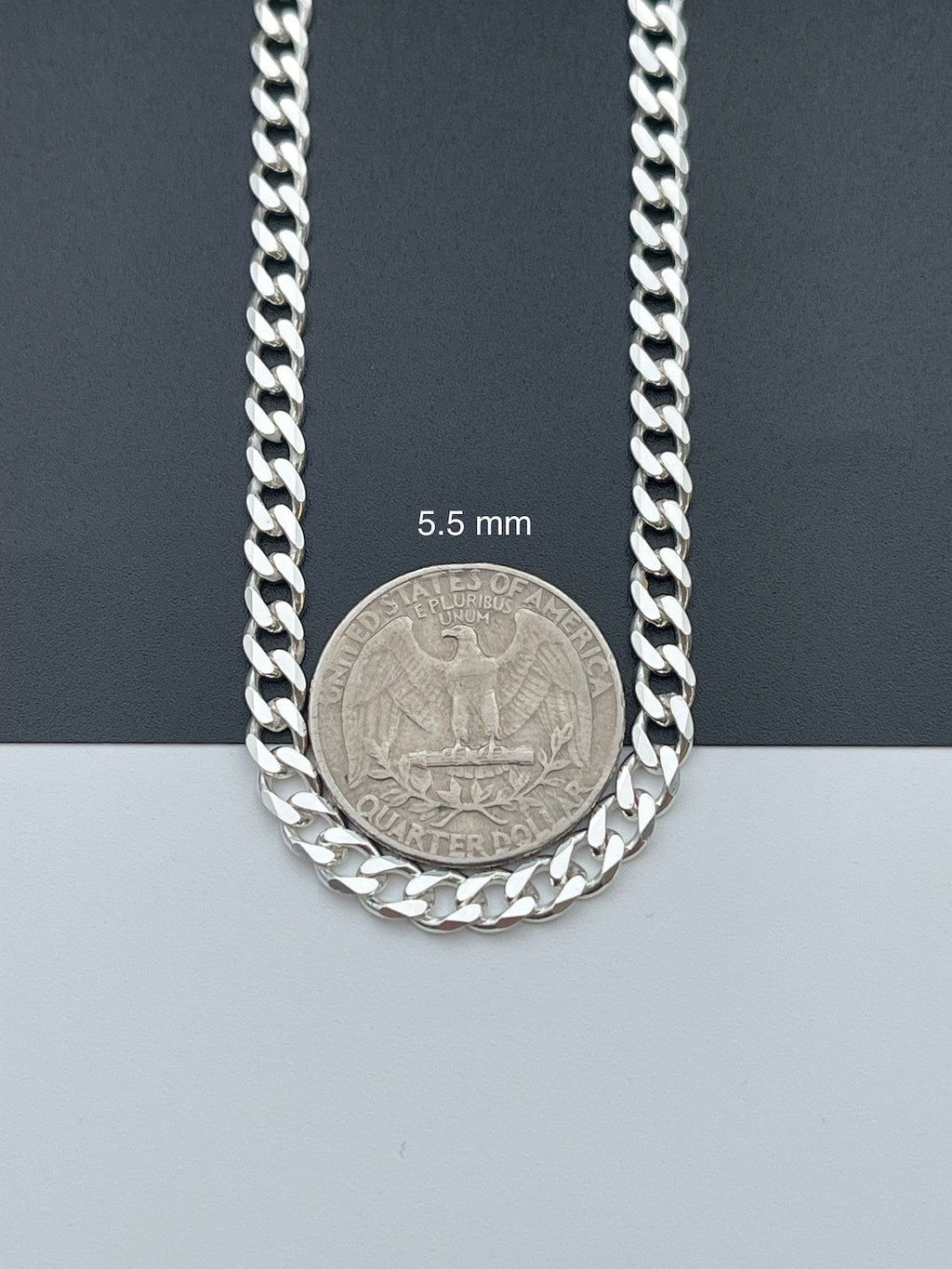 Solid 925 Sterling Silver Cuban Link Chains Men's Women's Curb Necklace 5.5MM