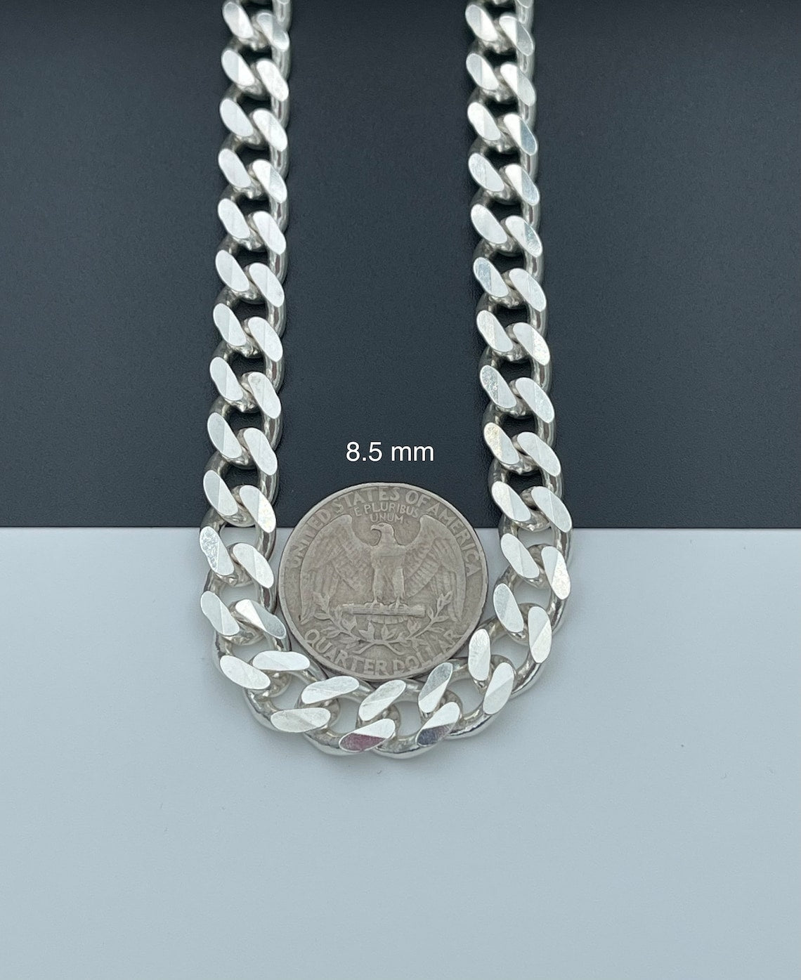 Solid 925 Sterling Silver Cuban Link Chains Men's Women's Curb Necklace 8.5MM