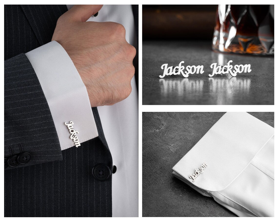 Personalized Custom Name Cufflinks, Unique Groom Wedding Cufflinks