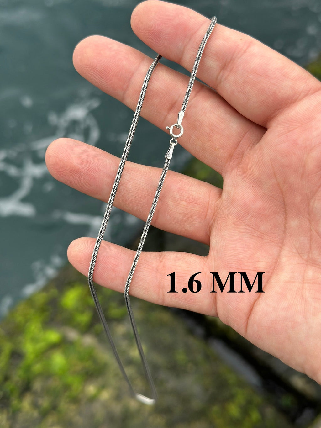 Thin Foxtail Necklace, Bali Chain, Oxidized Necklace, Antique Chain silver 1.6MM