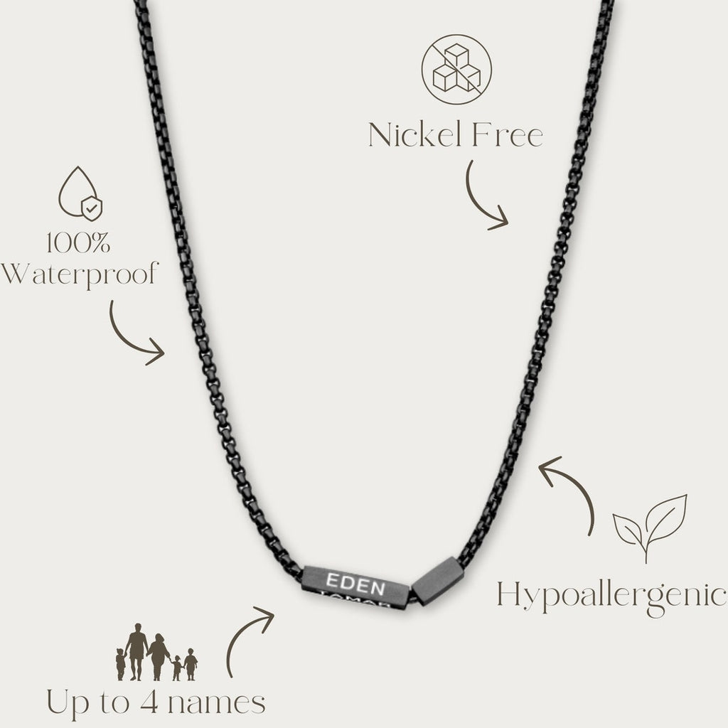 Custom Men's Black Necklace,Personalized Gift For Dad