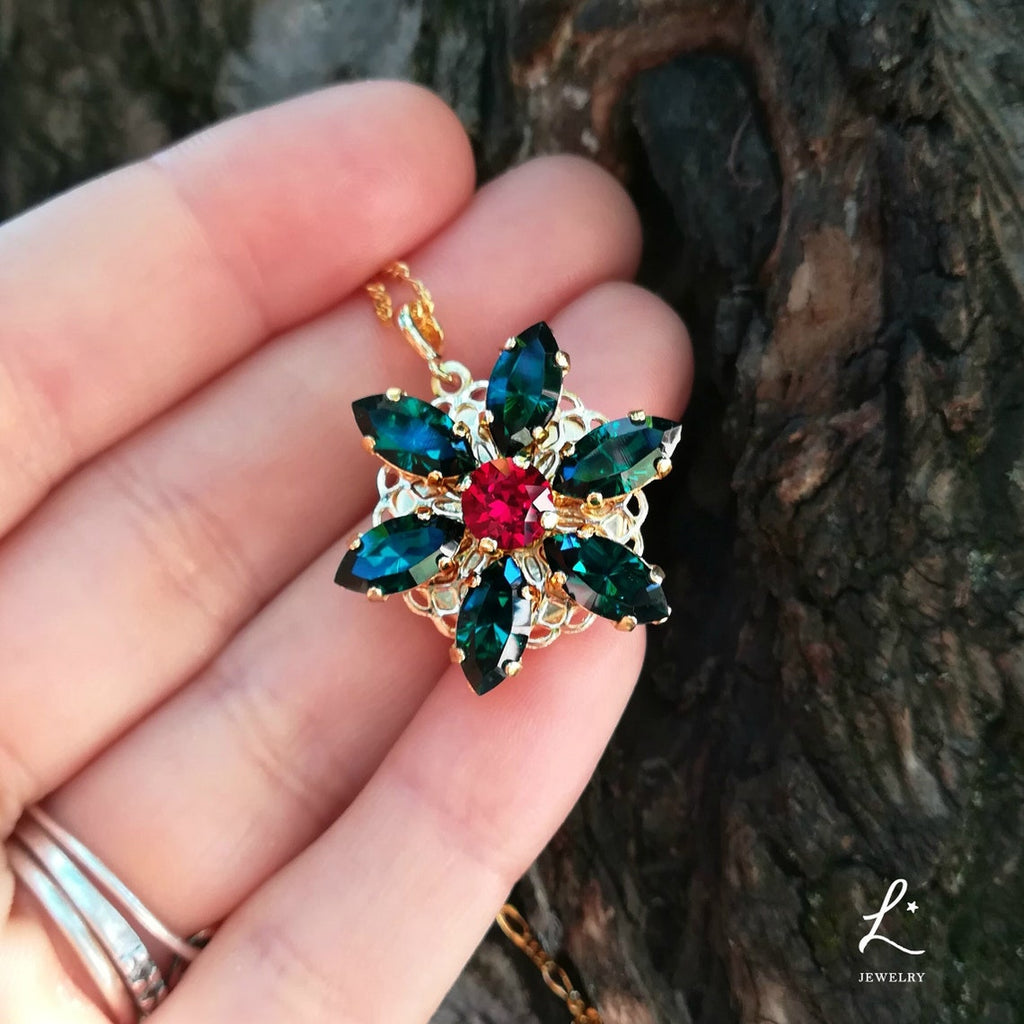 Anastasia inspired ENGRAVED Necklace Together in Paris EMERALD