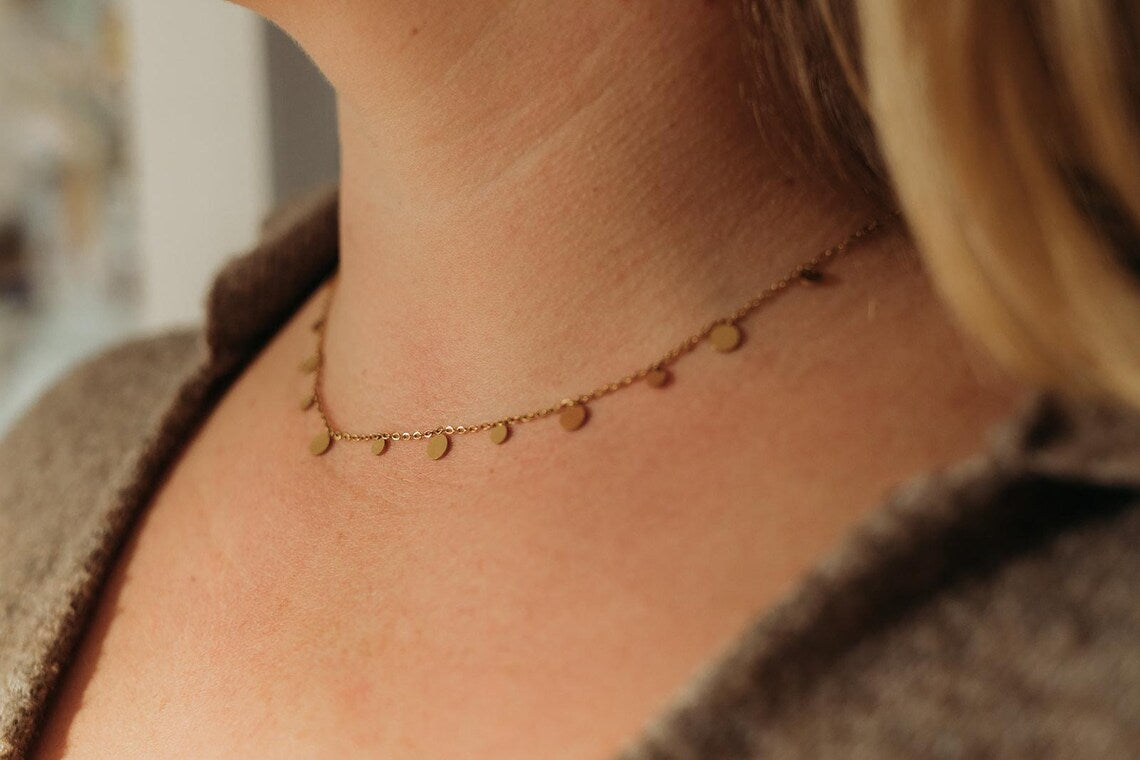 (BUY ONE GET ONE FREE)Necklace with round discs • Stainless steel chain