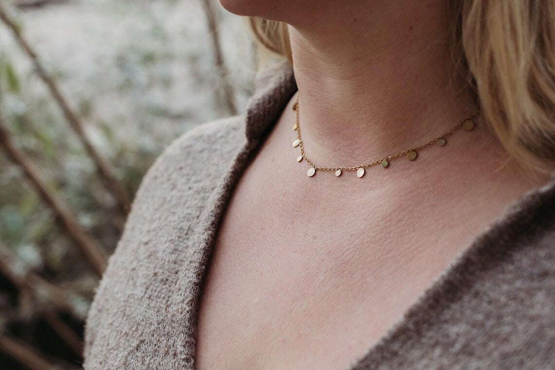 (BUY ONE GET ONE FREE)Necklace with round discs • Stainless steel chain