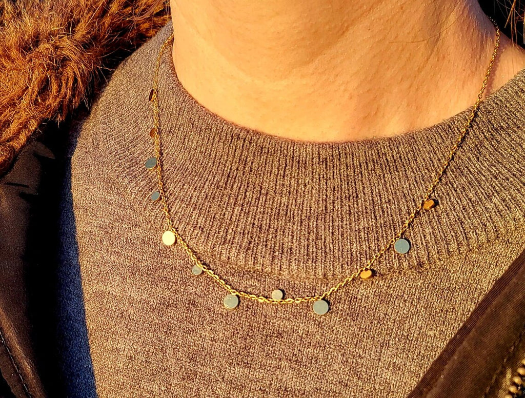 (BUY ONE GET ONE FREE)Necklace with round discs • Stainless steel chain