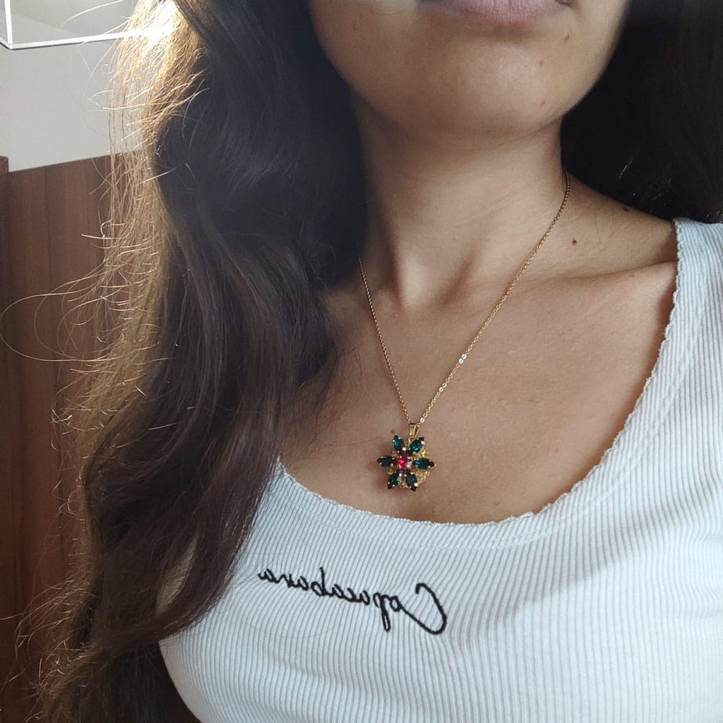 Anastasia inspired ENGRAVED Necklace Together in Paris EMERALD