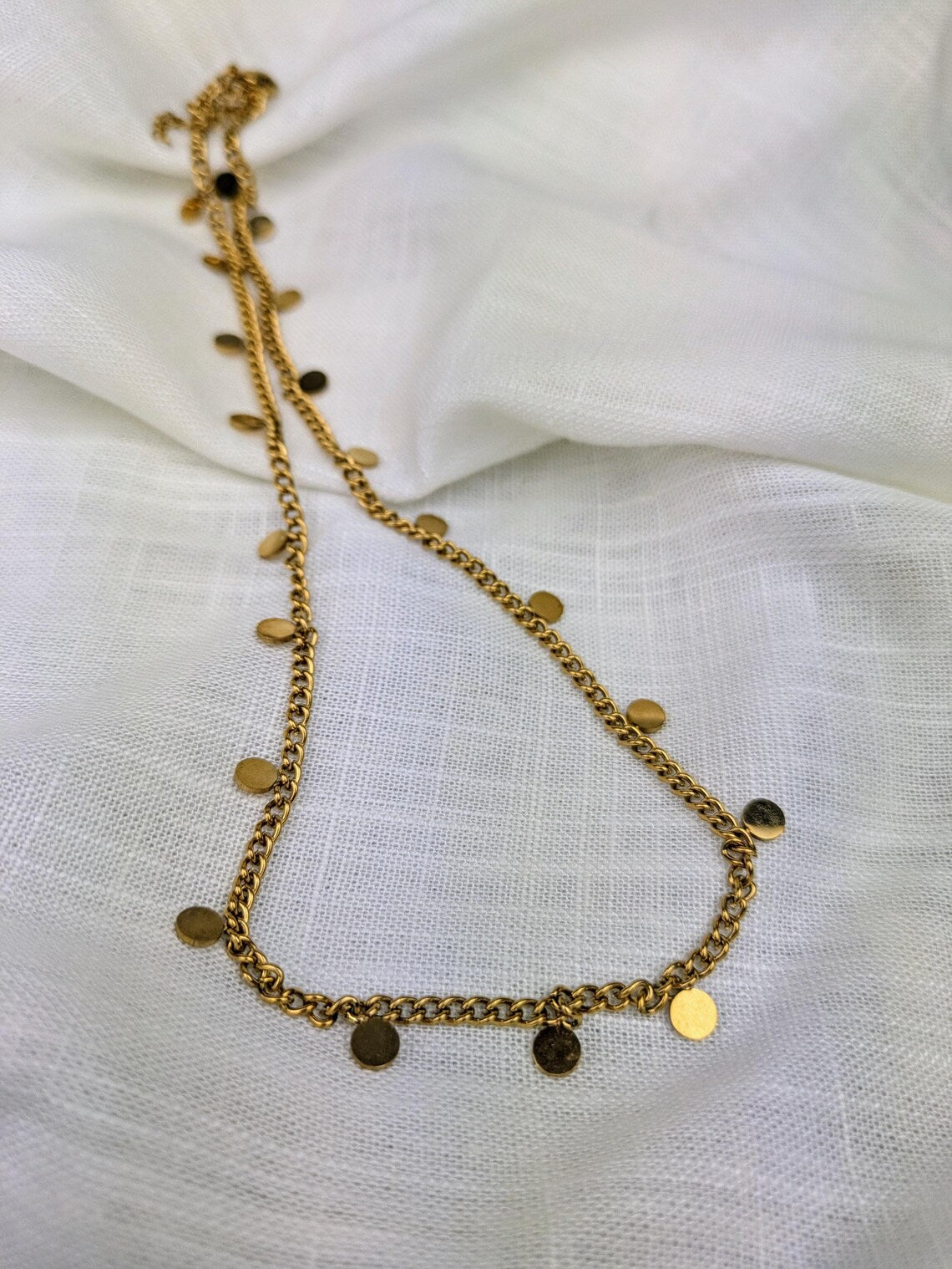 (BUY ONE GET ONE FREE)Necklace with round discs • Stainless steel chain