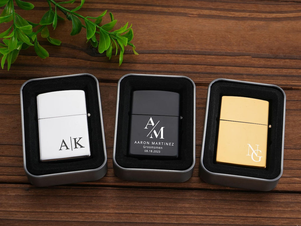 Personalized Lighter, Monogram Lighter, Best Man Gift, Black Lighter, Engraved Lighter, Custom Cigar Lighter, Gifts For Dad, Groomsman Gifts