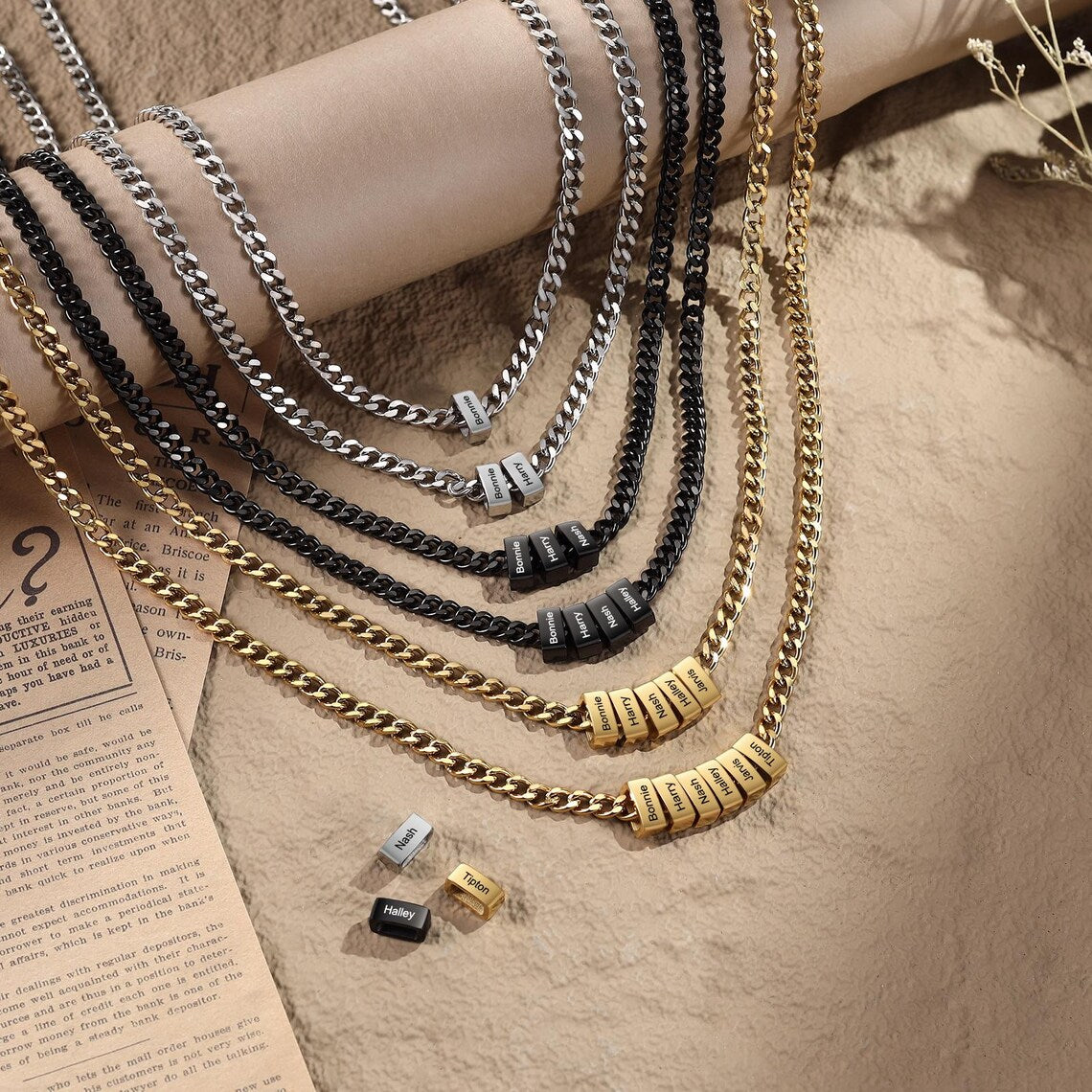Custom Men Necklace with Family Name