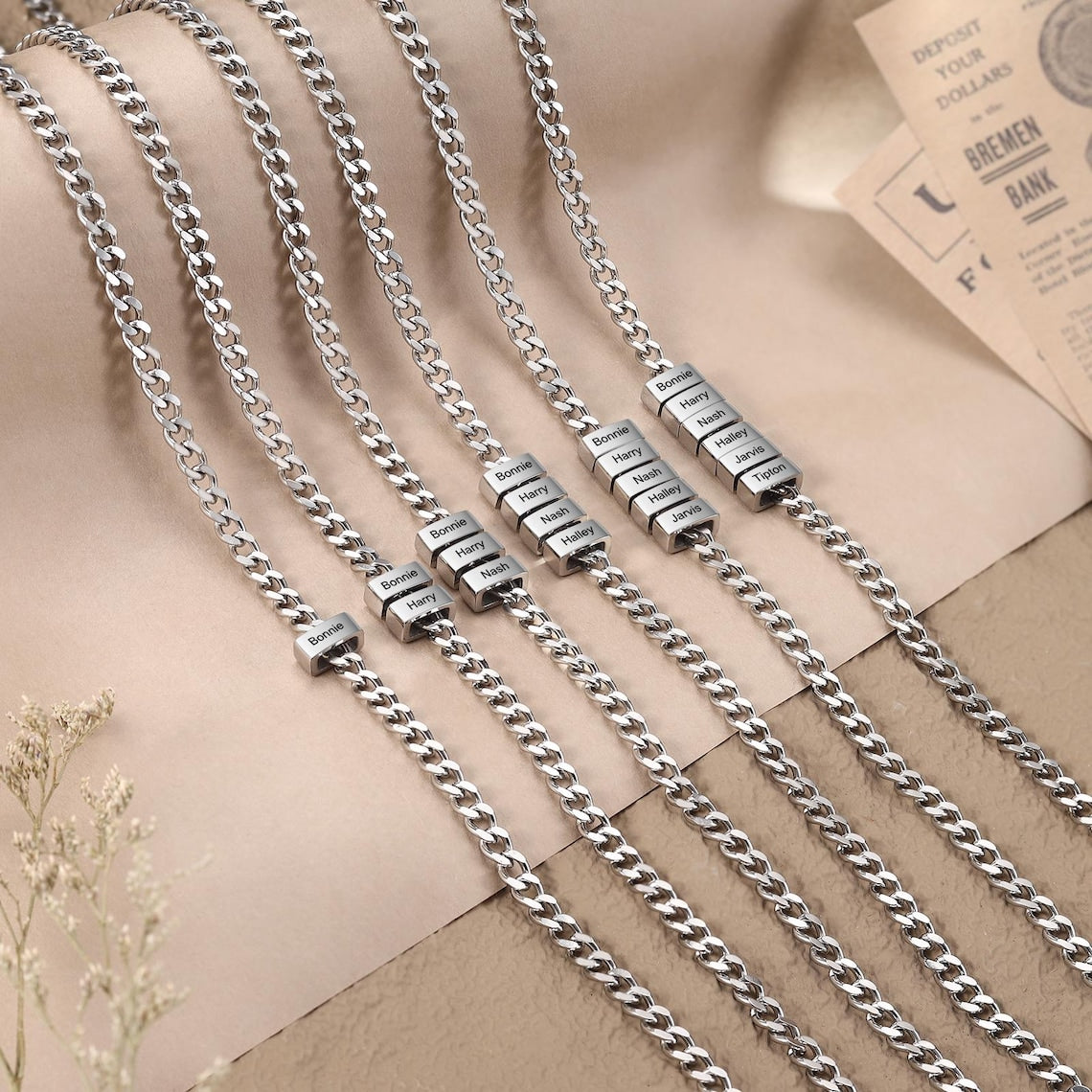 Custom Men Necklace with Family Name