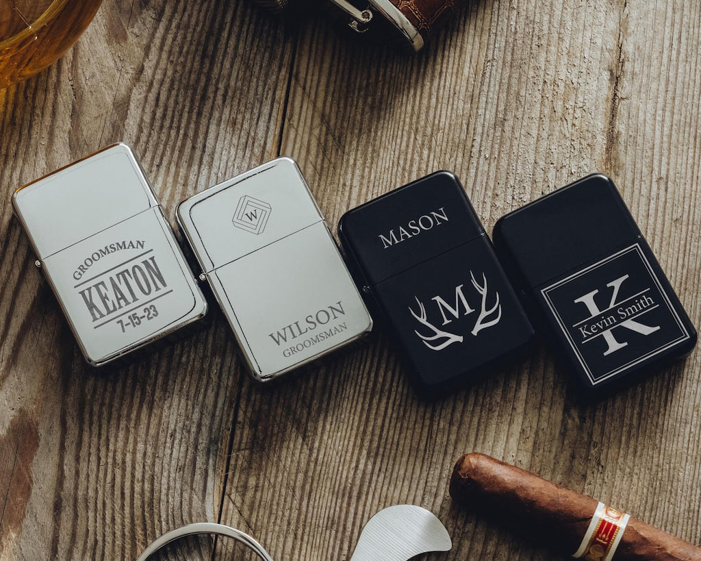 Personalized Lighter, Monogram Lighter, Best Man Gift, Black Lighter, Engraved Lighter, Custom Cigar Lighter, Gifts For Dad, Groomsman Gifts