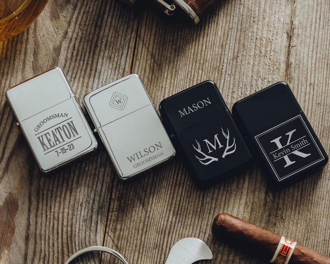 Personalized Lighter, Monogram Lighter, Best Man Gift, Black Lighter, Engraved Lighter, Custom Cigar Lighter, Gifts For Dad, Groomsman Gifts