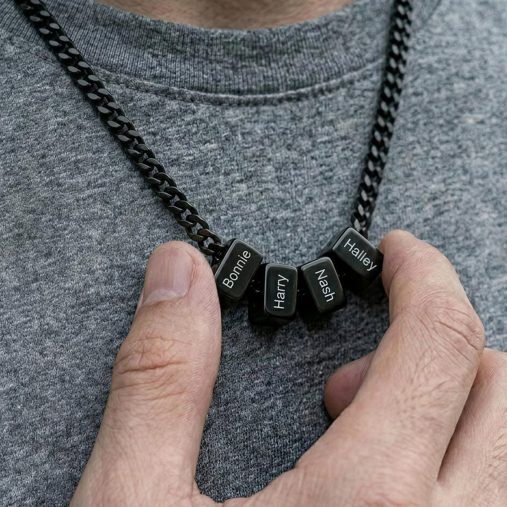 Custom Men Necklace with Family Name