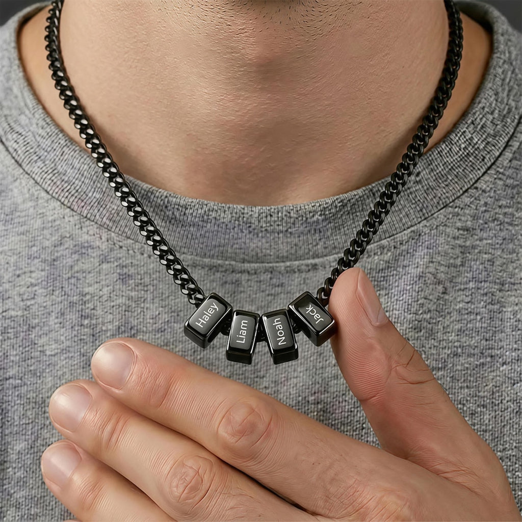 Custom Men Necklace with Family Name