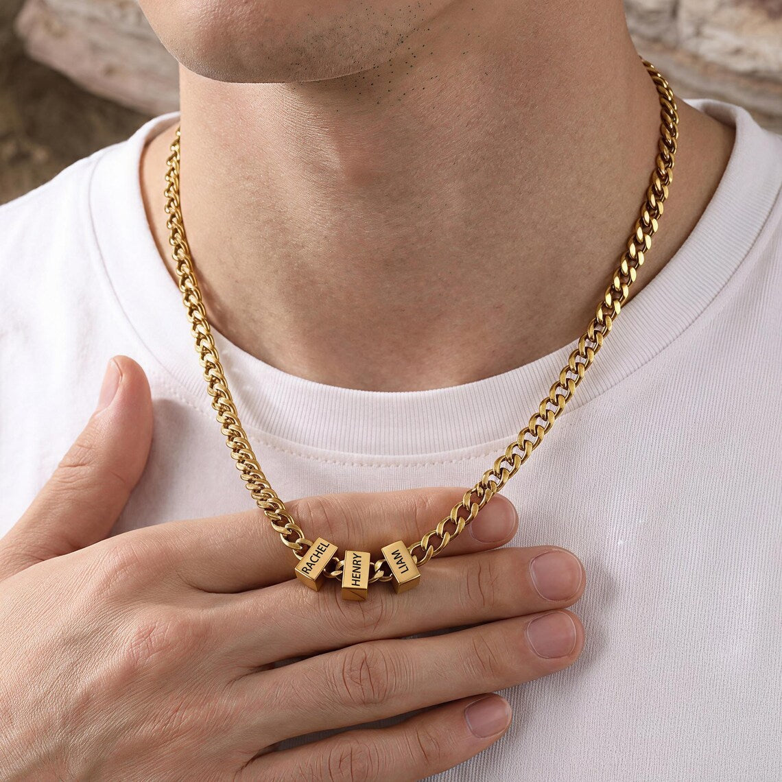 Custom Men Necklace with Family Name