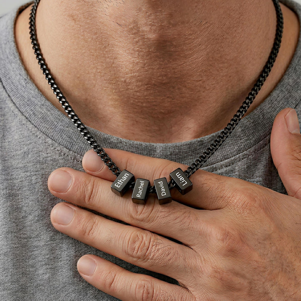 Custom Men Necklace with Family Name