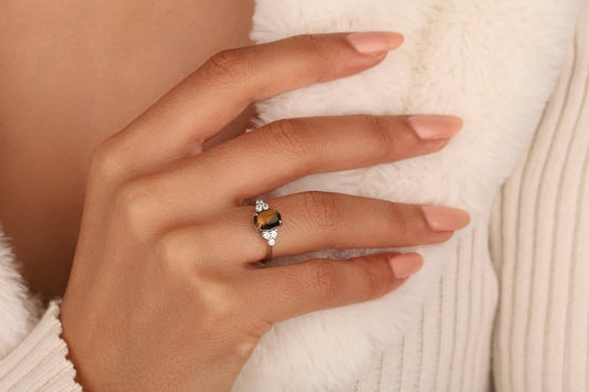 Delicate Oval Stone Dome Rings