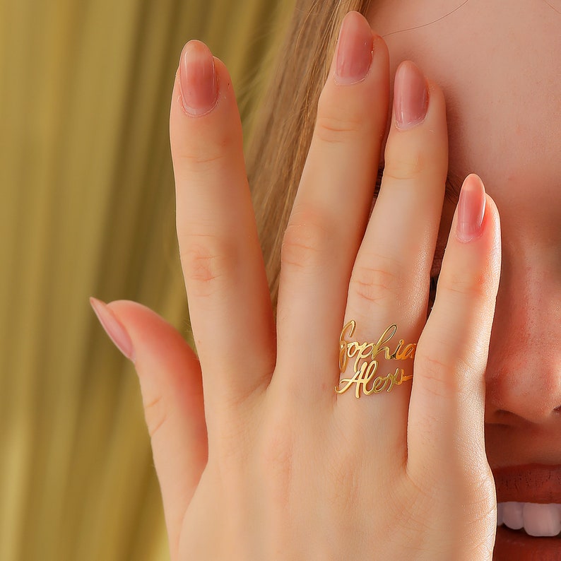 Adjustable Couple Name Ring