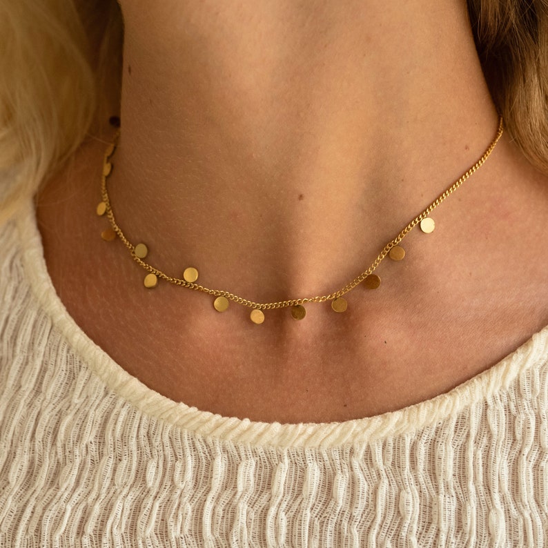 (BUY ONE GET ONE FREE)Necklace with round discs • Stainless steel chain