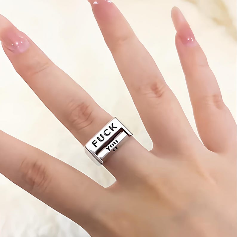 Mood Flip Ring Adjustable Rotating Message Statement Ring