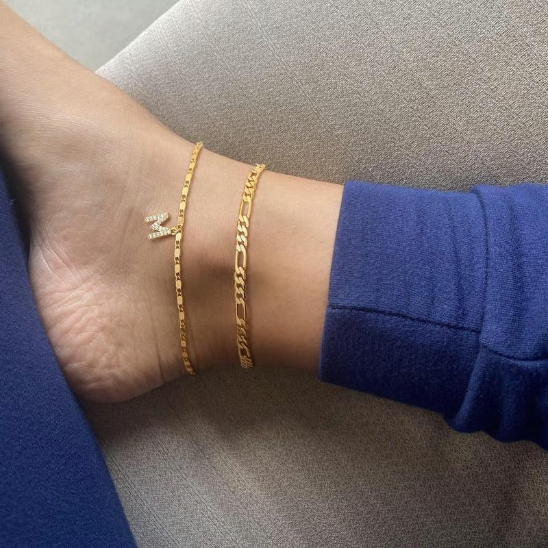 Double Layered Letter Anklet