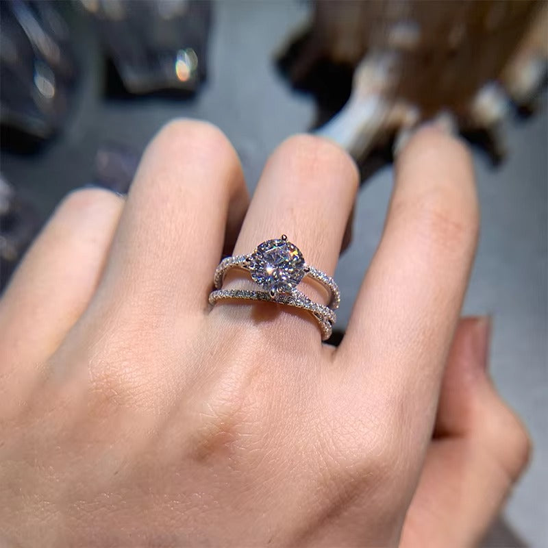 Luxury Moissanite Silver Engagement Ring